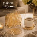 Maison Élégance™ | Kit Porta-Copos Sofisticado com Suporte Dourado