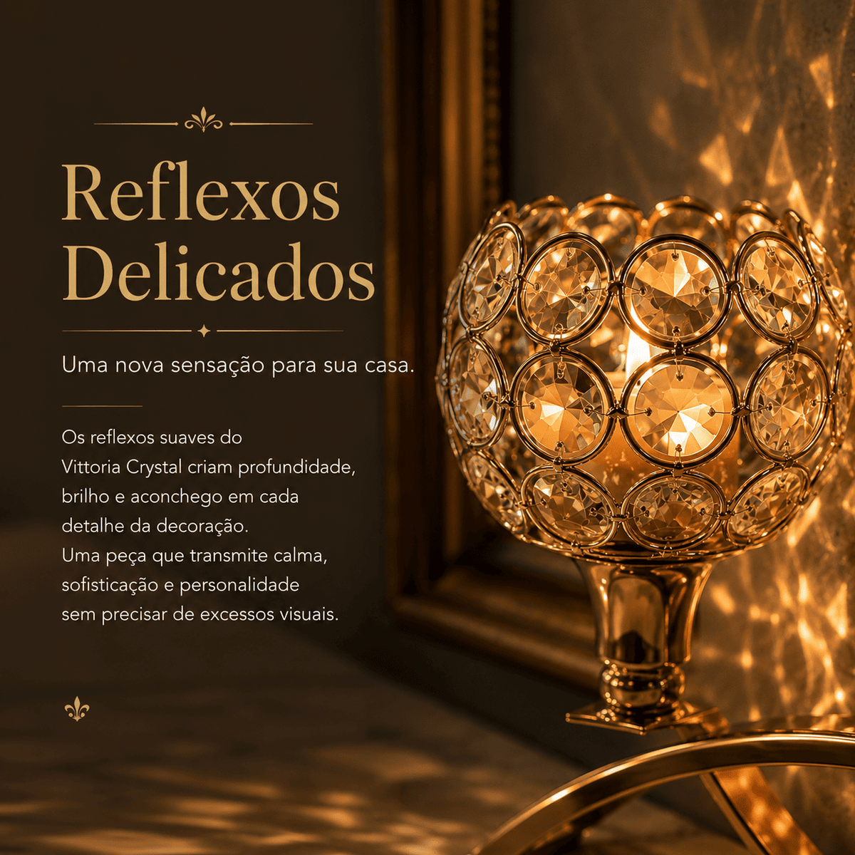 Castiçal Decorativo de Cristal com 3 Braços — Vittoria Crystal