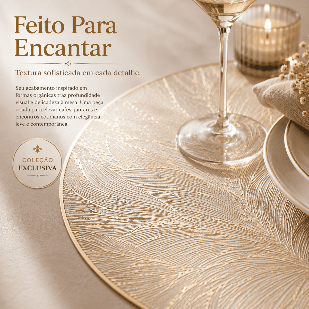 Lumierre Placemat Elegância em Sousplat Dourado