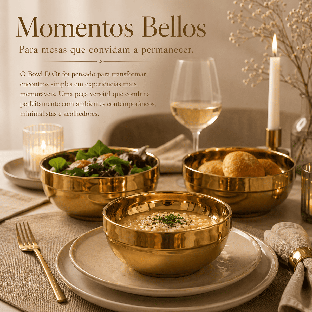 Bowl D’Or™ Elegância silenciosa para mesas que acolhem.