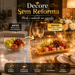 Luméa Imperial™ | Bandeja Decorativa Luxo Dourada Europeia Para Mesa Posta, Frutas e Decoração Sofisticada