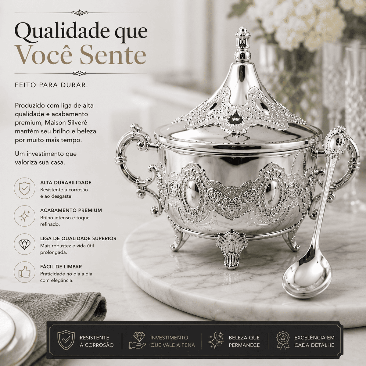 Maison Silveré™ — sofisticação luminosa para casas que valorizam detalhes atemporais.