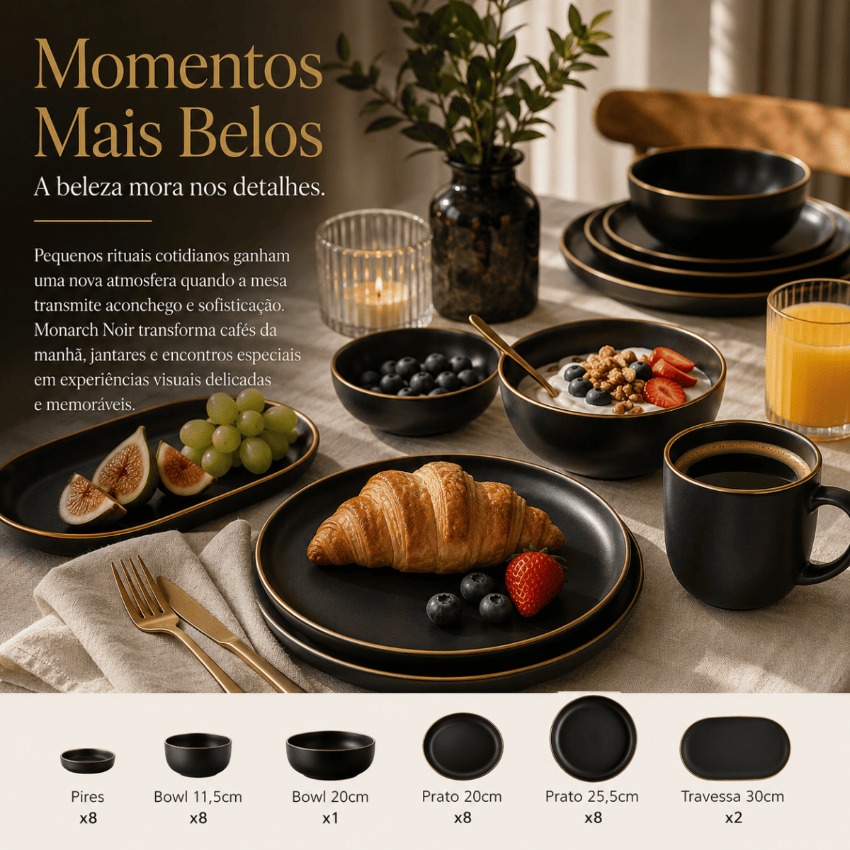 Monarch Noir™ — A arte de transformar refeições em experiências memoráveis.