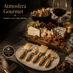 Conjunto de Corte de Queijo em Inox Dourado | Velluto Gourmet