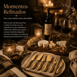 Conjunto de Corte de Queijo em Inox Dourado | Velluto Gourmet