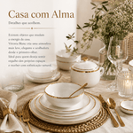 Vittoria Blanc™ — Jogo de Jantar em Porcelana | Luxo Dourado