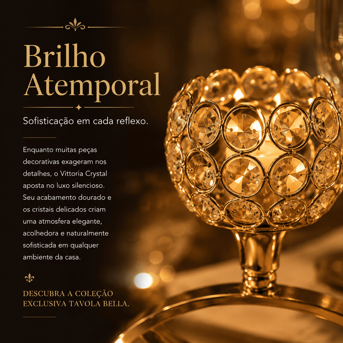 Castiçal Decorativo de Cristal com 3 Braços — Vittoria Crystal